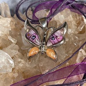 Millefiori Butterfly in Sterling Silver